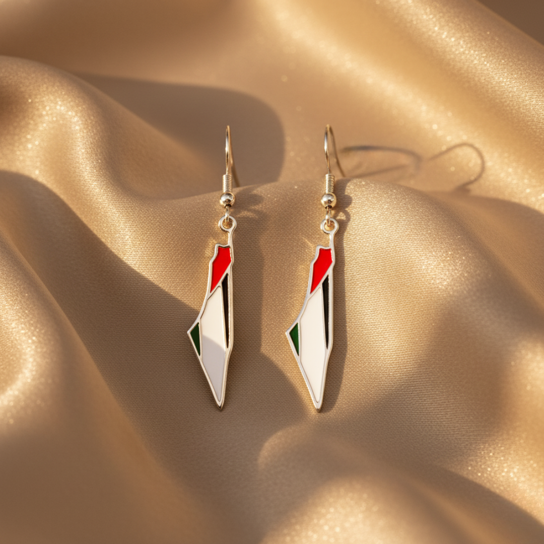 Qalbiya Palestine Map Earrings
