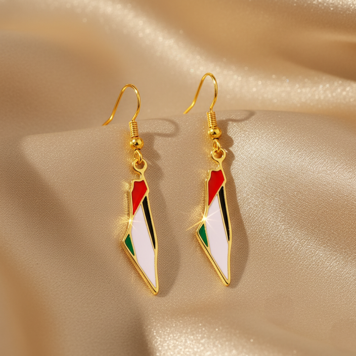 Qalbiya Palestine Map Earrings