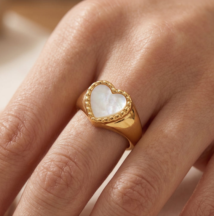 Amara White Heart Ring