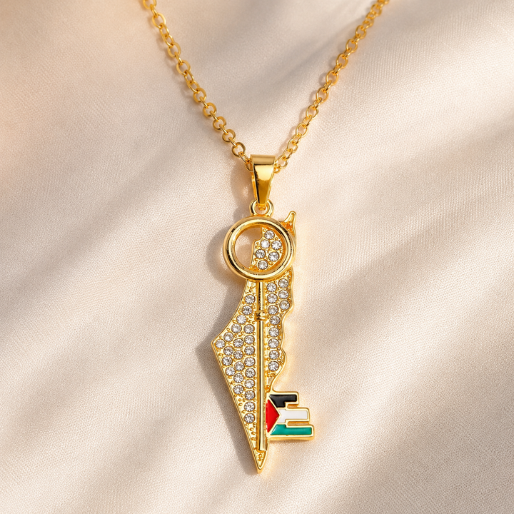 Collier clé Palestine Qalbiya