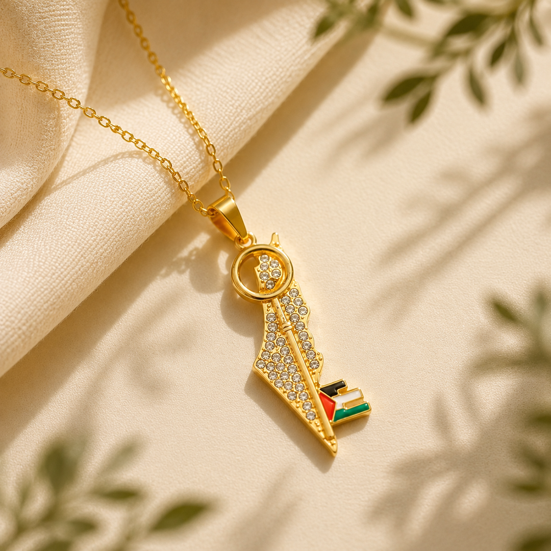 Collier clé Palestine Qalbiya