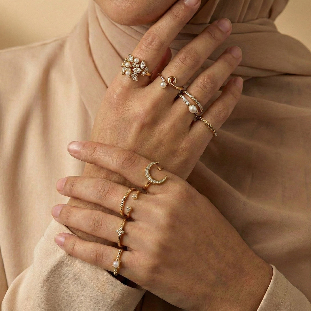 Qalbiya Layali Moonlight Ring Set