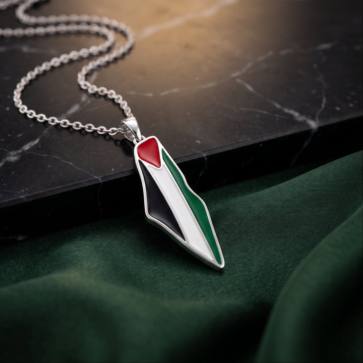 Qalbiya Palestine Pride Map Necklace