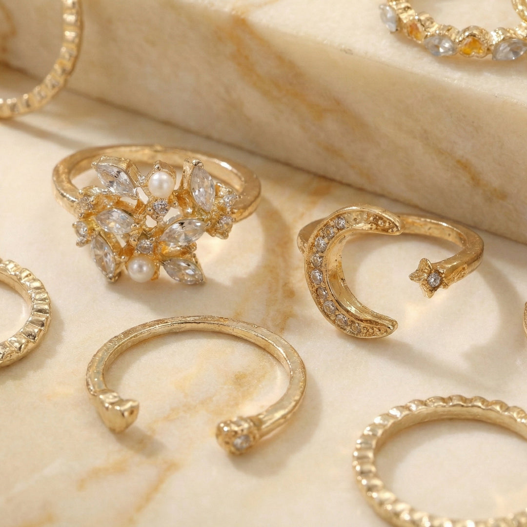 Qalbiya Layali Moonlight Ring Set
