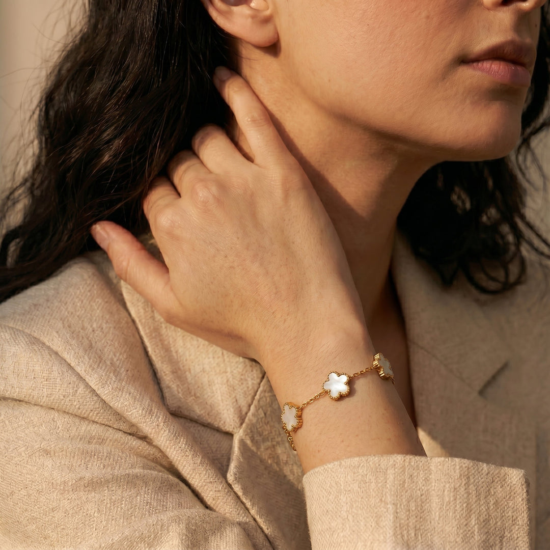Bracelet Bloom doré et blanc