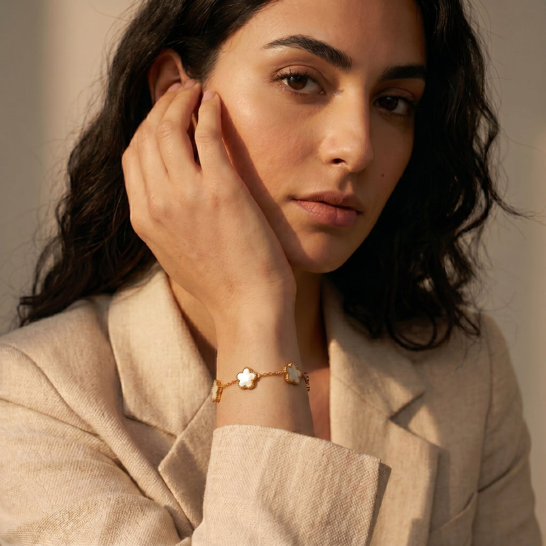 Bracelet Bloom doré et blanc