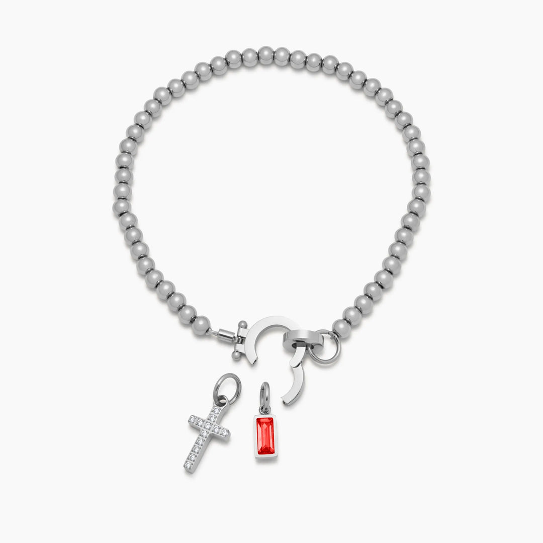Bracelet Croix & Pierre de Naissance – Éternel