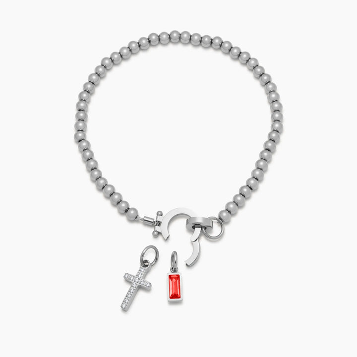 Bracelet Croix & Pierre de Naissance – Éternel