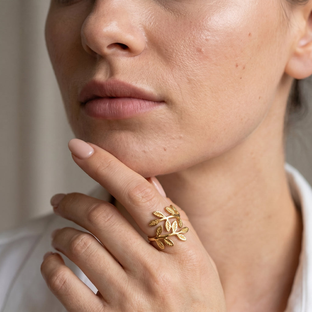 Qalbiya  Palestine Olive Leaf Ring
