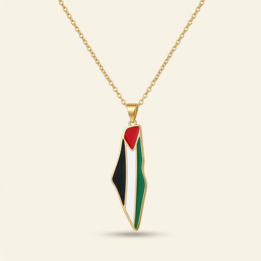Qalbiya Palestine Pride Map Necklace