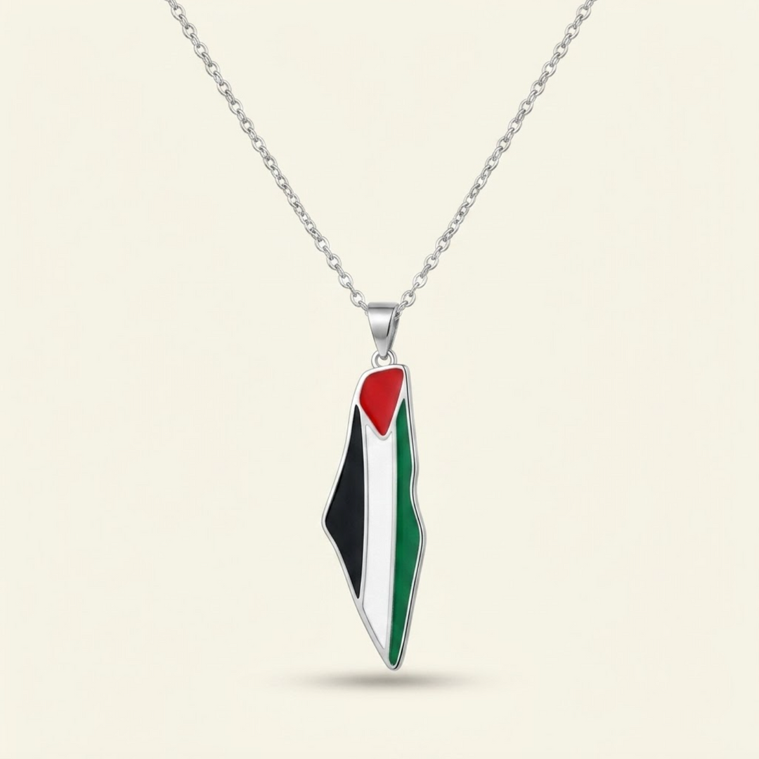 Qalbiya Palestine Pride Map Necklace