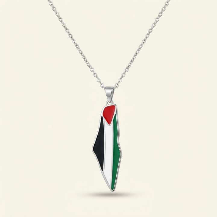 Qalbiya Palestine Pride Map Necklace