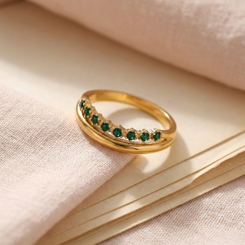 Bague vague pavée
