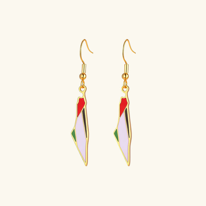 Qalbiya Palestine Map Earrings