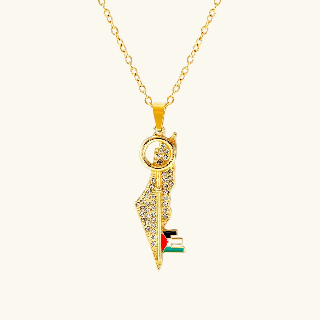 Collier clé Palestine Qalbiya