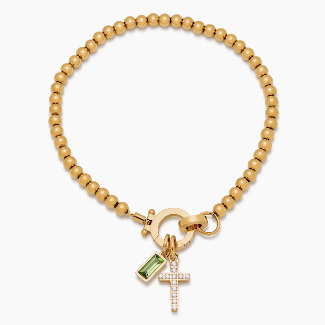Bracelet Croix & Pierre de Naissance – Éternel