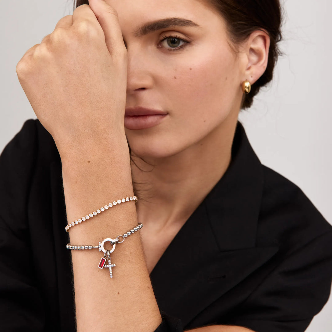 Bracelet Croix & Pierre de Naissance – Éternel